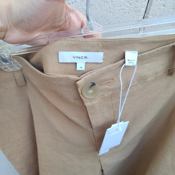 Vince | Casual Linen Blend Shorts in Almond NEW Size 14 - Picture 3 of 9